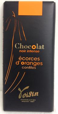 CHOCOLAT NOIR AUX ECORCES D'ORANGES CONFITES 100g Voisin