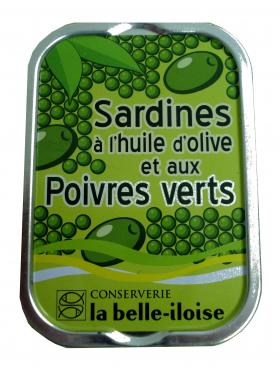 SARDINES HUILE D'OLIVE  POIVRE VERT 1/6 115g La Belle lloise